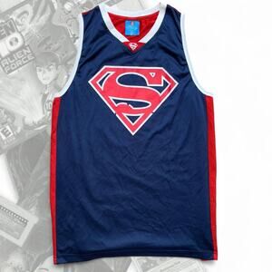 Red / Blue Vintage Y2K DC Comics Superman Basketball Jersey
